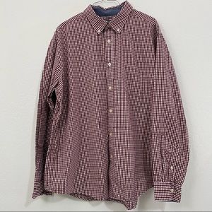 Mix & NY XL Red White Plaid Button Front Long Sleeve Shirt Collared